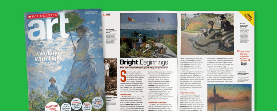 An assortment of Scholastic Art magazine spreads